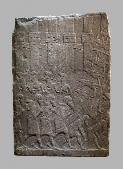 Scena di battaglia degli Assiri che assaltano una cittadella, c.704-681 a.C. da Neo Assyrian